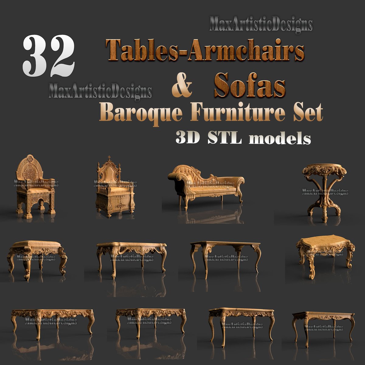 New product: 30+ 3d stl tables armchairs sofas 3d stl files for 3d printer machines - Digital download 👉🏽👉🏽 etsy.com/listing/141790…