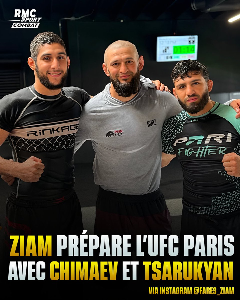 RMCSportCombat's tweet image. 🚨 FARÈS ZIAM PRÉPARE L'UFC PARIS AVEC CHIMAEV ET TSARUKYAN !
🔥🇫🇷 Notre Français, aux portes du top 15 des -70kg, affrontera le brésilien Kauê Fernandes à l'UFC Paris 2025
💬 Sur son Instagram, le "Smile Killer" s'est montré avec le monstre Chimaev 🐺 et Arman Tsarukyan, le…