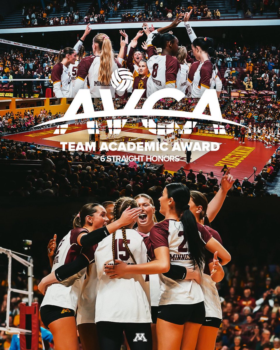 GopherVBall's tweet image. The Golden Gophers earned the team AVCA Academic Award for the sixth straight season, it was announced on Monday.
Another great year in the classroom 📚