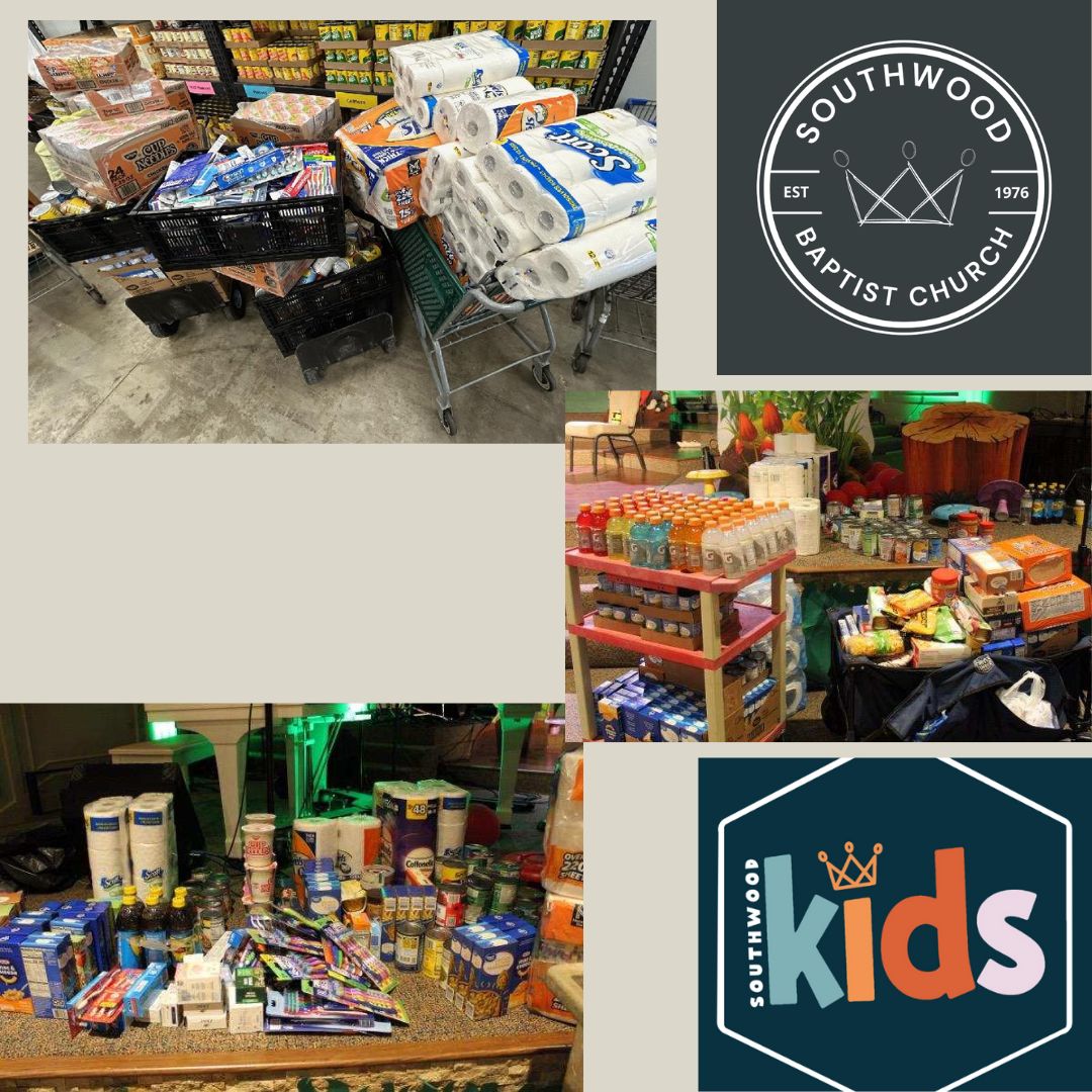 Last week the kids who attended VBS at Southwood Baptist held their annual food drive. They collected/donated 600 pounds of food!!!
How incredible is that?! Thank you for your amazing gift which will make an impact on our food pantries and those we serve!
#Hope  #FoodPantry