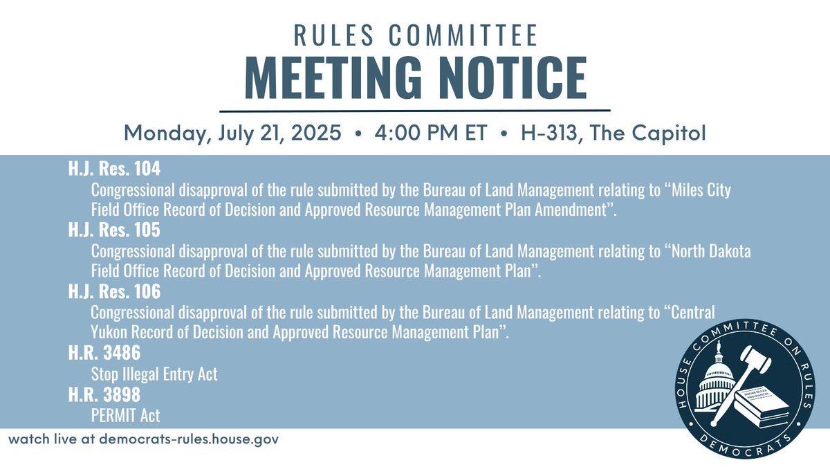 RulesDemocrats's tweet image. The committee is meeting NOW on five Republican measures.
📺 WATCH: youtube.com/live/xS4n60VrJ…