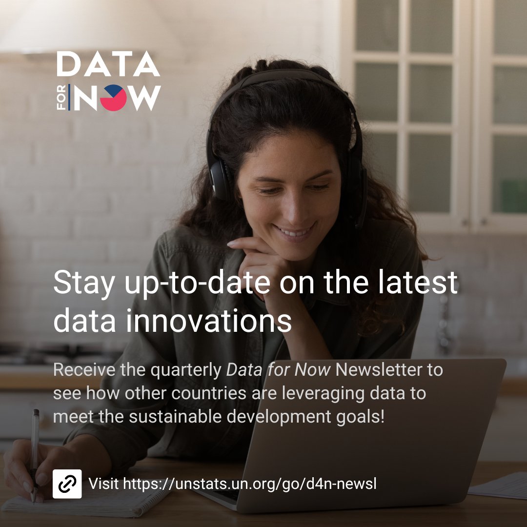 UNStats's tweet image. Stay connected with the #Data4Now community!
Get quarterly insights on data innovations, advancing resources towards the SDGs, and country-led solutions.
📬Subscribe now: unstats.un.org/go/d4n-newsl