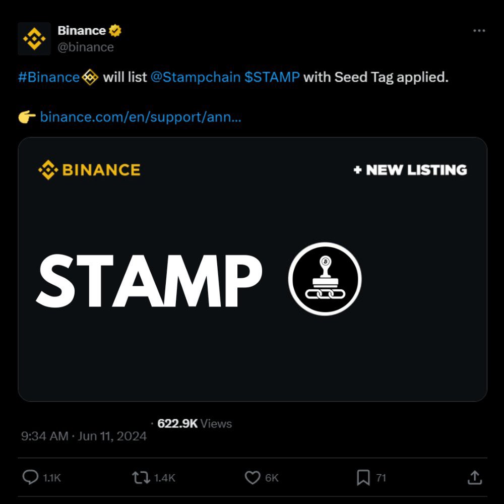<a href="/binance/">Binance</a> List the most immutable and permanent token on earth (after bitcoin): SRC20 Bitcoin token $STAMP