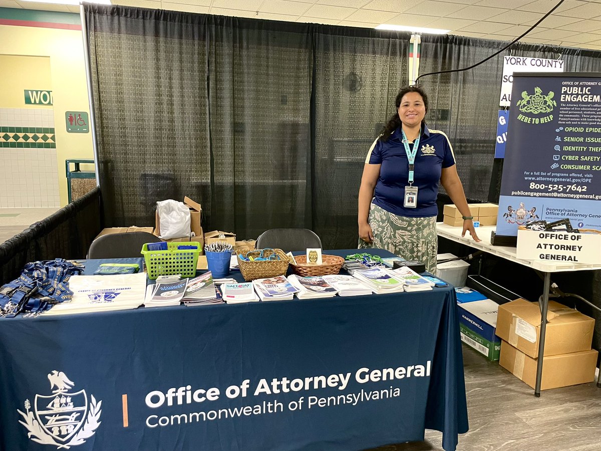 PAAttorneyGen's tweet image. Did you know: The Office of Attorney General is at the York County Fair this week! We’ll have members of our Public Protection Division, Safe2Say, the Office of Public Engagement and Constituent Services available throughout the week, so come say hi!