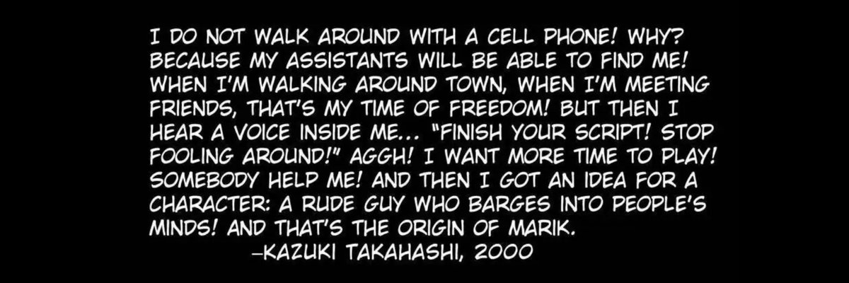 koutone9's tweet image. forever obsessed that Takahashi's inspiration for Marik was his assistant haunting his peace LOL