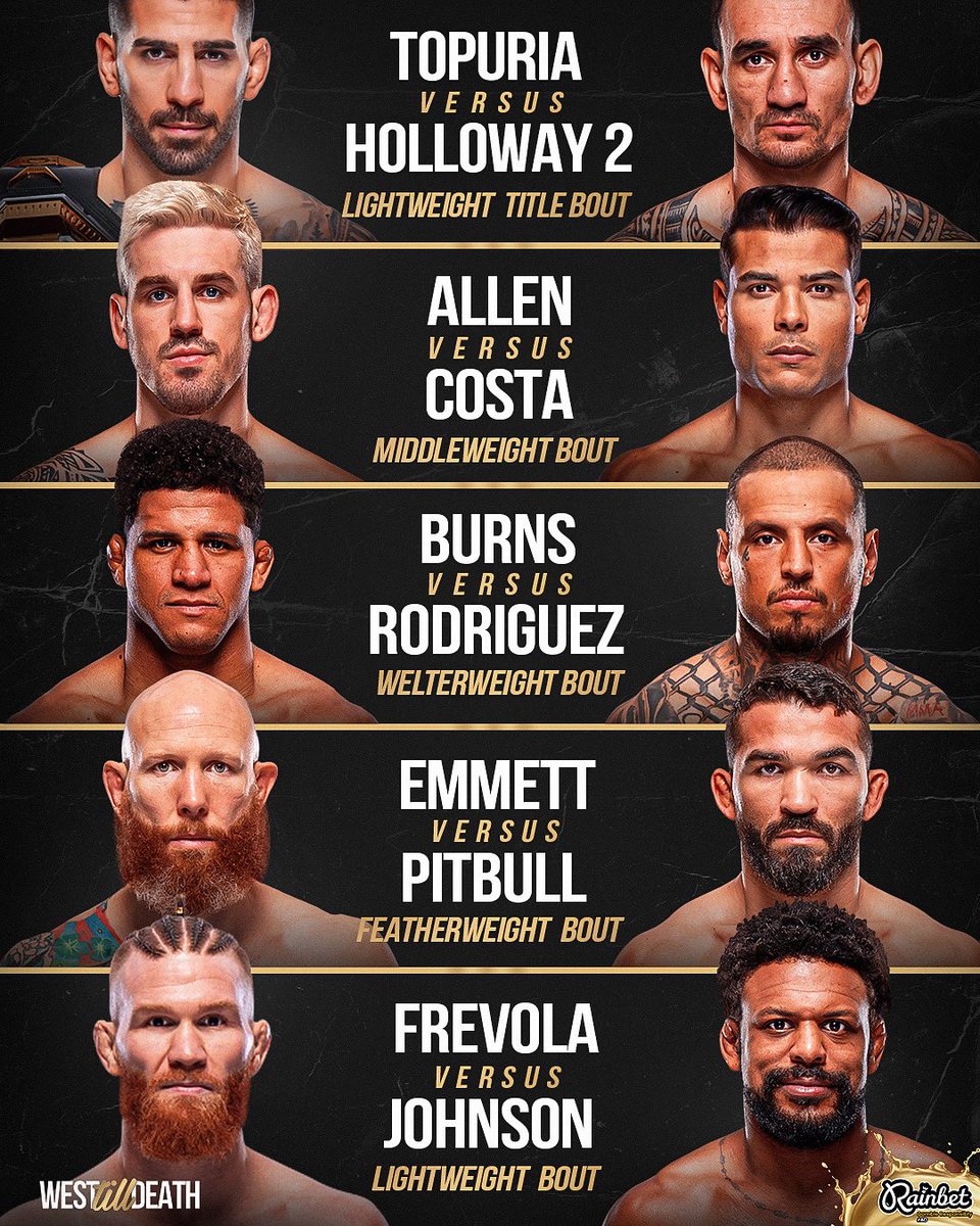 WestTillDeath's tweet image. Fights to Make After #UFC318
#ufc #iliatopuria #maxholloway