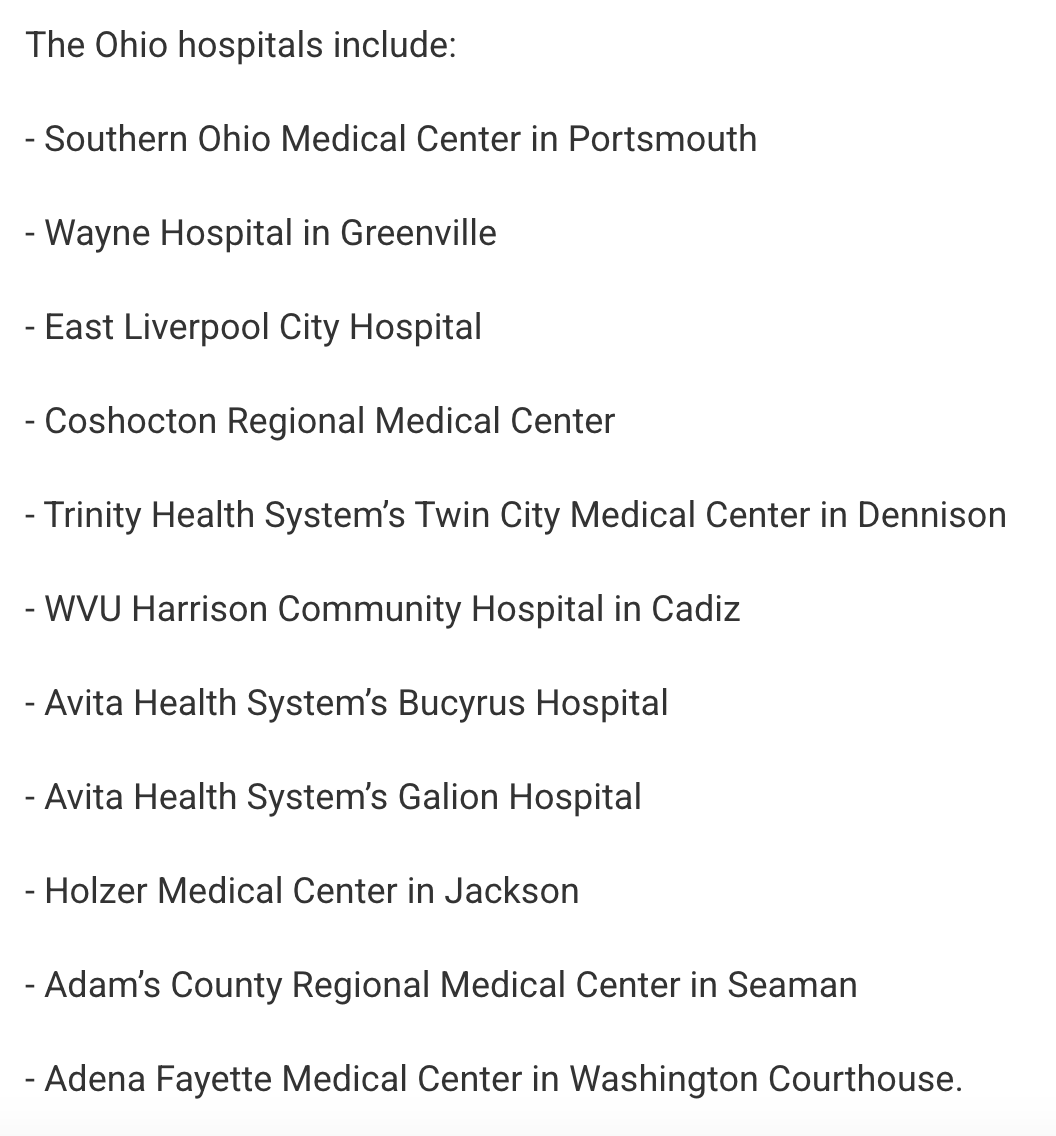 Groundwork's tweet image. 11 rural hospitals in Ohio are at risk of closing because of devastating cuts to Medicaid in Trump’s budget bill.
“Medicaid is what keeps many of these facilities afloat… In more remote areas, you might only have one clinic, one emergency room, one hospital for miles,” said our…