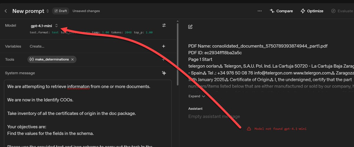 akansel's tweet photo. @OpenAI Error with 4.1 mini: https://t.co/roBZ3Qtcyq