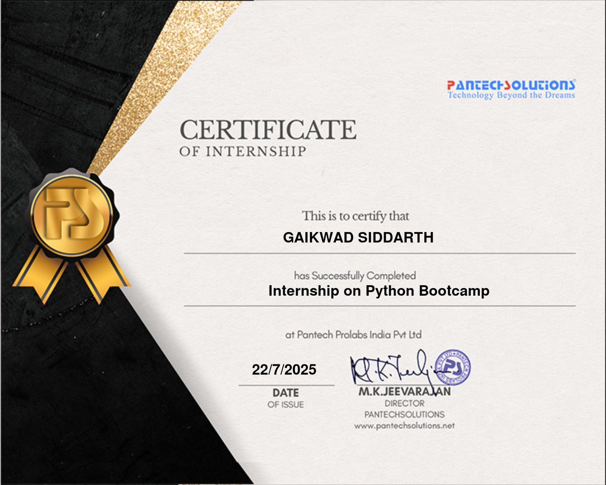 siddarth_032's tweet image. Big milestone today! Officially completed my Python course. ✅ It&apos;s been a challenging but rewarding experience,and I&apos;m looking forward to diving deeper into the world of development. Onwards and upwards! 🌟 Iam excited to start my new journey of learning machine learning#Python
