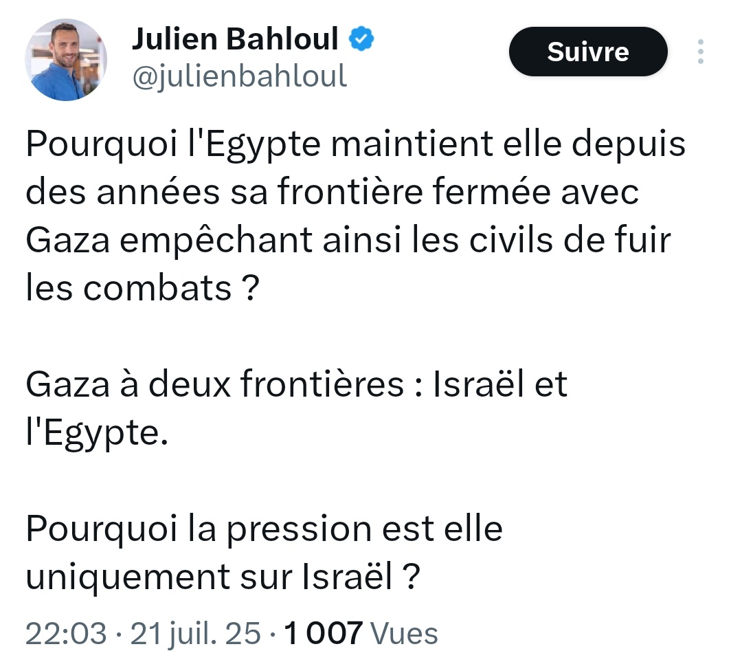 L_Wcrdt's tweet image. Pourquoi la pression est-elle uniquement sur Israël ?
PARCE QUE C'EST LE RÉGIME ISRAÉLIEN EN PLACE QUI GÉNOCIDE LES PALESTINIENS DE GAZA !
Les Palestiniens n'ont pas à quitter leur territoire.