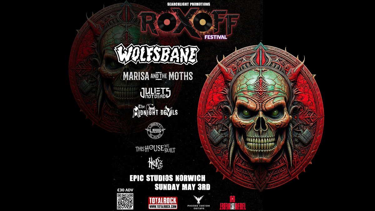 EPICNorwich's tweet image. 📣 JUST ANNOUNCED: @WolfsbaneHMS will be headlining Roxoff Festival at Epic next year
Tickets are on sale now 🎫 ow.ly/bPzw50WsVvw