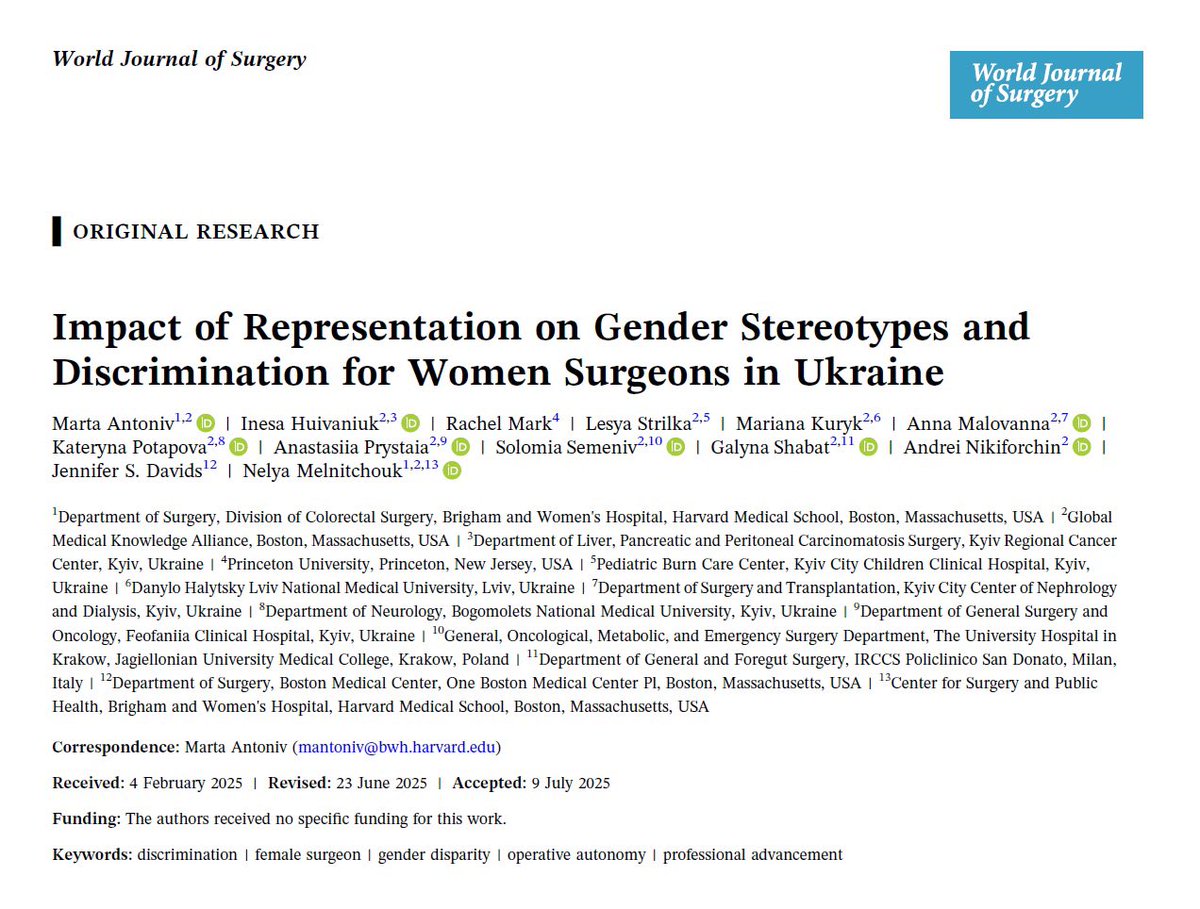 Marta Antoniv, MD 🇺🇦 (@marta_antoniv) on Twitter photo 👩⚕️👩🔬 An eloquent example of how impactful women’s #representation in surgical attending & #leadership roles can be - from our 🇺🇦🇺🇸<a href="/gmka_org/">Global Medical Knowledge Alliance</a> team, published in <a href="/WorldJSurg/">World Journal of Surgery</a>
📑Full text: onlinelibrary.wiley.com/share/author/K…
#WomenInSurgery <a href="/NelyaMel/">Nelya Melnitchouk MD 🇺🇦🌻🇺🇦🌻</a> <a href="/Inesa_Huivaniuk/">Інеса Гуйванюк</a> <a href="/jendavidsmd/">Jennifer Davids, MD</a> <a href="/ANikiforchin/">Andrei Nikiforchin, MD</a> 👩⚕️👩🔬 An eloquent example of how impactful women’s #representation in surgical attending & #leadership roles can be - from our 🇺🇦🇺🇸<a href="/gmka_org/">Global Medical Knowledge Alliance</a> team, published in <a href="/WorldJSurg/">World Journal of Surgery</a>
📑Full text: onlinelibrary.wiley.com/share/author/K…
#WomenInSurgery <a href="/NelyaMel/">Nelya Melnitchouk MD 🇺🇦🌻🇺🇦🌻</a> <a href="/Inesa_Huivaniuk/">Інеса Гуйванюк</a> <a href="/jendavidsmd/">Jennifer Davids, MD</a> <a href="/ANikiforchin/">Andrei Nikiforchin, MD</a>