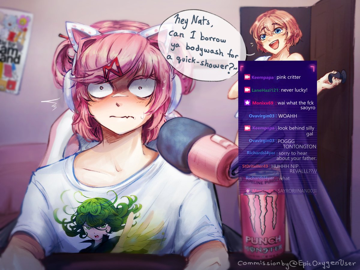 EpicOxygenUser's tweet image. Natsuki's streaming experience.
( commission for @093Blunder222 )
#DokiDokiLiteratureClub