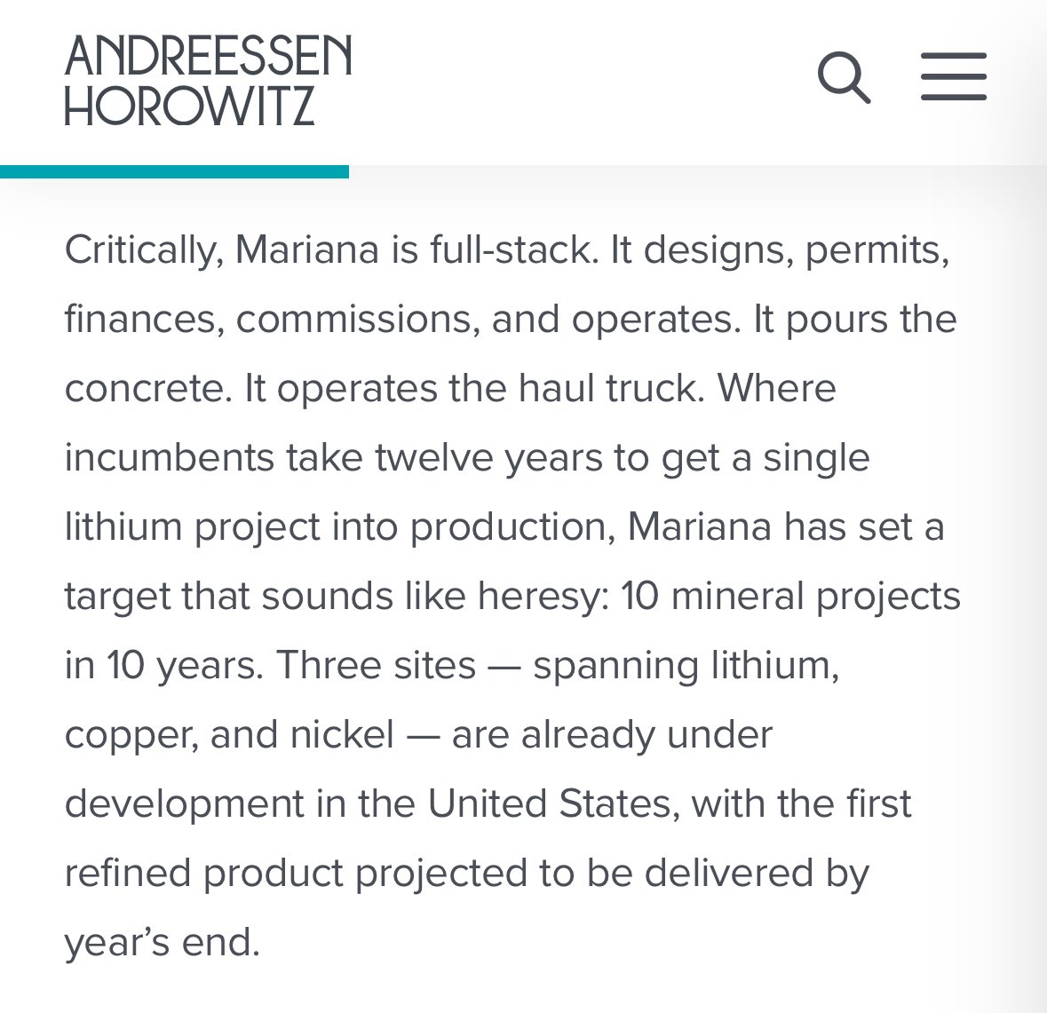 KTmBoyle's tweet image. It’s time to mine. @a16z is proud to invest in @MarianaMinerals.
LFG 🚀🇺🇸💪