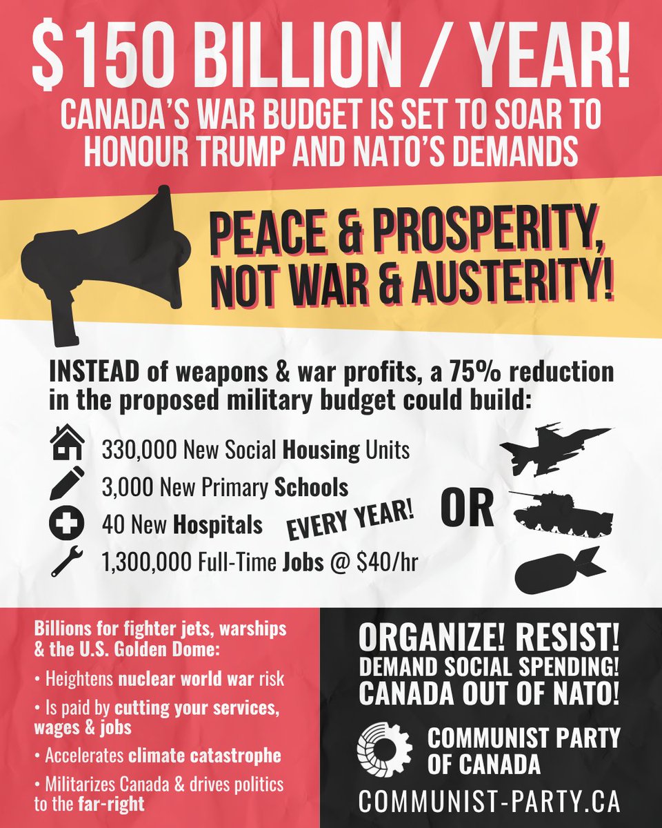 Stop Carney's twin attacks on Canada!
- $150 BILLION/YEAR war budget (Highest since WWII!)
- 15% CUTS to public services (Deepest in modern history!)

#cdnpoli #canlab