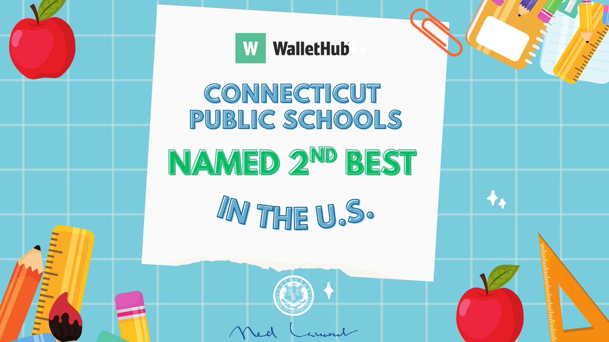 GovNedLamont's tweet image. Wallethub just ranked Connecticut’s public schools #2 in the country! 🎉
Our investments are paying off, and we’re not done yet. Every kid deserves a great education.