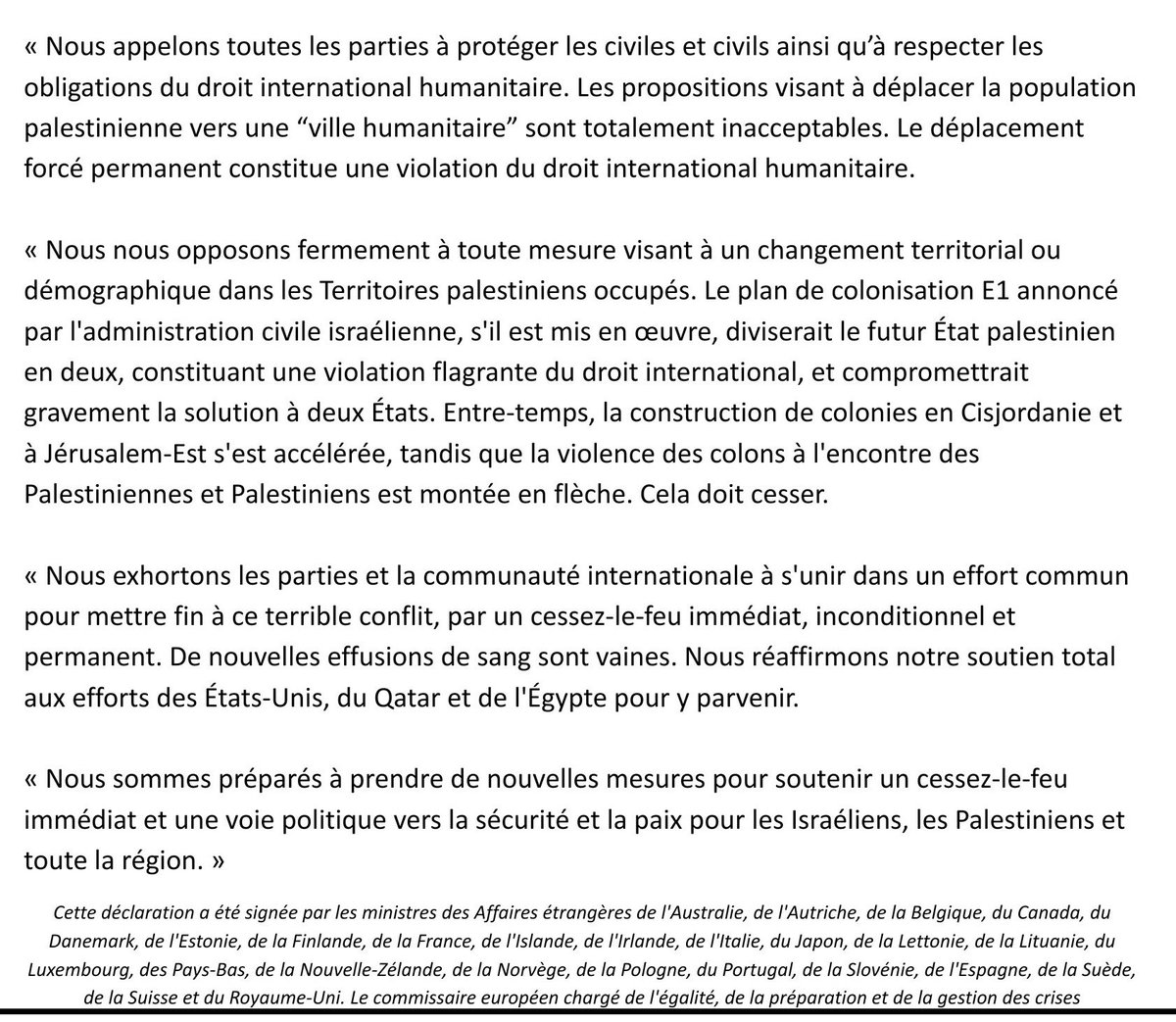 Gaza: 25 pays dont la France ⤵️