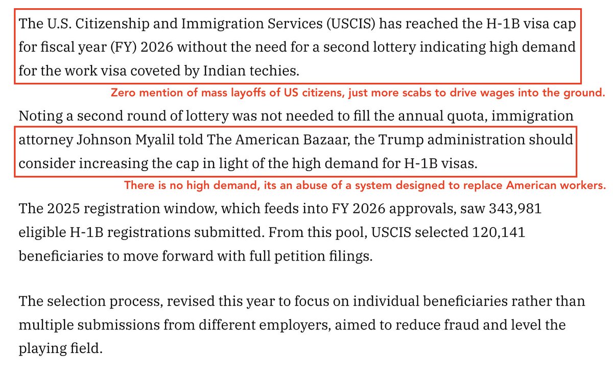 WalkInVerse's tweet image. They’re laying off thousands of Americans and screaming “we need MORE H-1B visas because demand is so high.” Translation: demand for cheap scabs is high.
While your income vanishes and eviction notices pile up, these enemies of the state want to import extra labor to finish the…