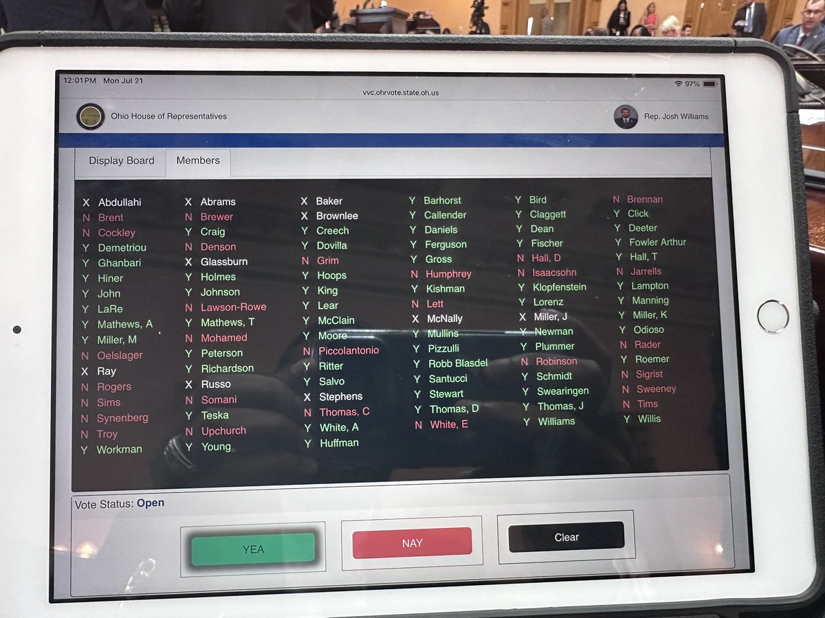 JoshWilliamsOH's tweet image. 🚨Today we voted 61-28 to override Veto #66 and bring transparency to Ohio’s broken property tax system.
No more confusing “replacement,” “emergency,” or “renewal w/ increase” tricks. Voters deserve Truth in Taxation—nothing less.
More reform is coming this fall.
