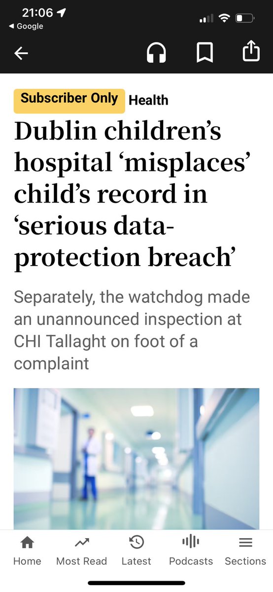 CMHaughey's tweet image. #GDPR
@DPCIreland
@CHI_Ireland
@HSELive
@CarrollJennifer
#MedicalRecords
#HipSurgeyScandal
The omission of any “paper record/entry/report/letter” from a medical chart is a serious data breach - including radiology reports signed and dated by radiologists.
@CHI_Ireland &…