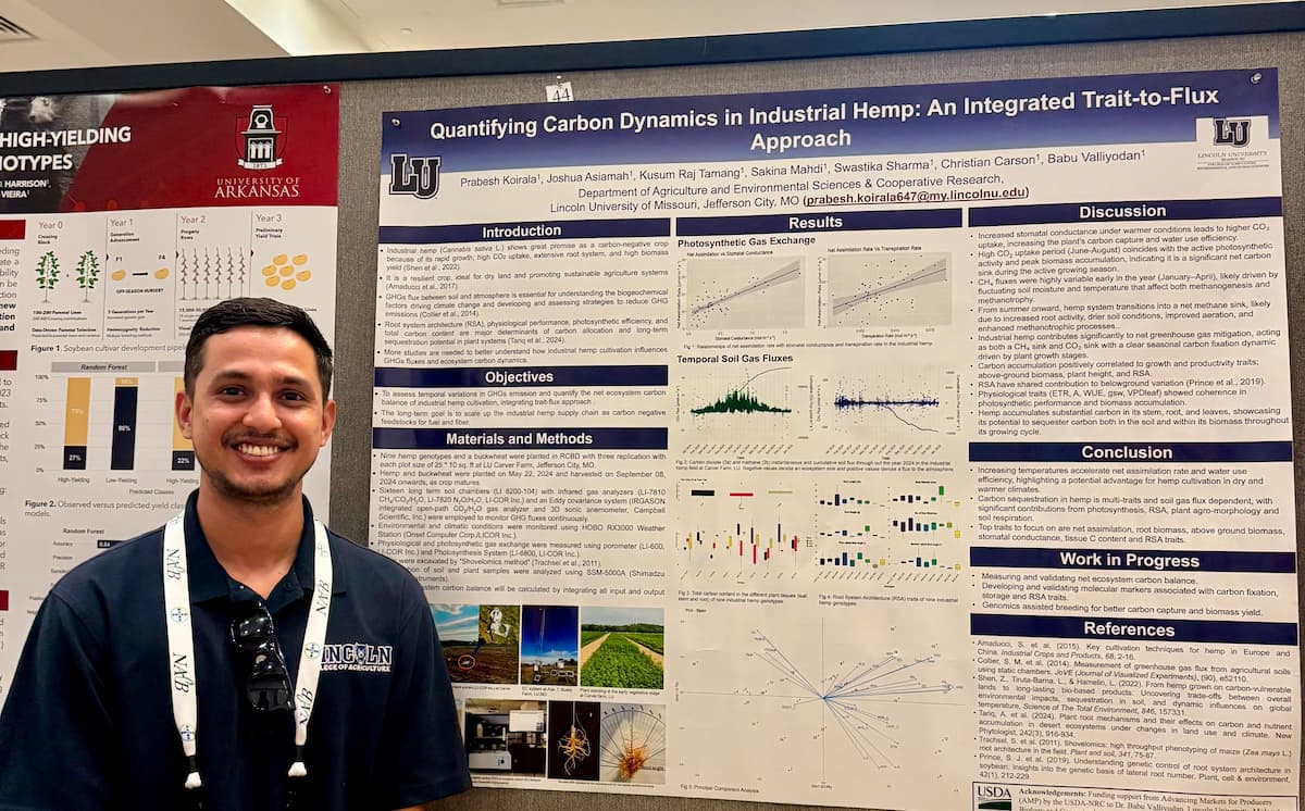 LU_CollegeofAg's tweet photo. 🌟 LU graduate student Prabesh Koirala has been named a 2025 Borlaug Scholar—the only student from an 1890 land-grant university selected for this year’s national cohort.

🔗 Read about Koirala’s industrial hemp research and this national recognition: https://t.co/eRtziT53KT https://t.co/2yjdVMK2Ez