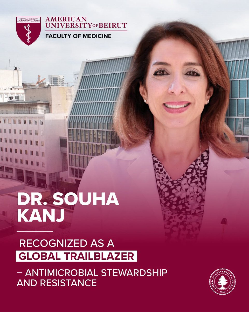 DiscoveringAUB's tweet image. For this week's #MedMondays, we’re proud to spotlight AUB’s @KanjSouha, recently recognized in an international publication as one of the women shaping the global future of antimicrobial stewardship and resistance. Through groundbreaking work in research, policy, and advocacy,…