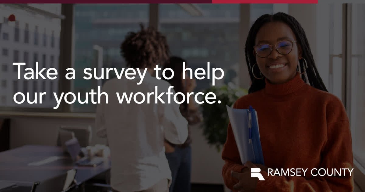 RamseyCounty's tweet image. Take this survey by July 31 to share how your organization engages youth, what's working well, what could be improved and where there are opportunities to strengthen collaboration: surveymonkey.com/r/RamseyCounty….