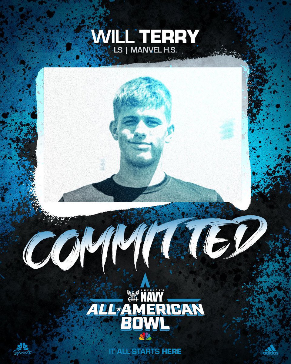 AABonNBC's tweet image. Stamped by @TheChrisRubio
Will Terry (@willT6395) has committed to the 2026 Navy All-American Bowl
#GoFrogs 🐸
#LA26ESTROUNDUP 🐎
#NavyAAB 🇺🇸 @AmericasNavy