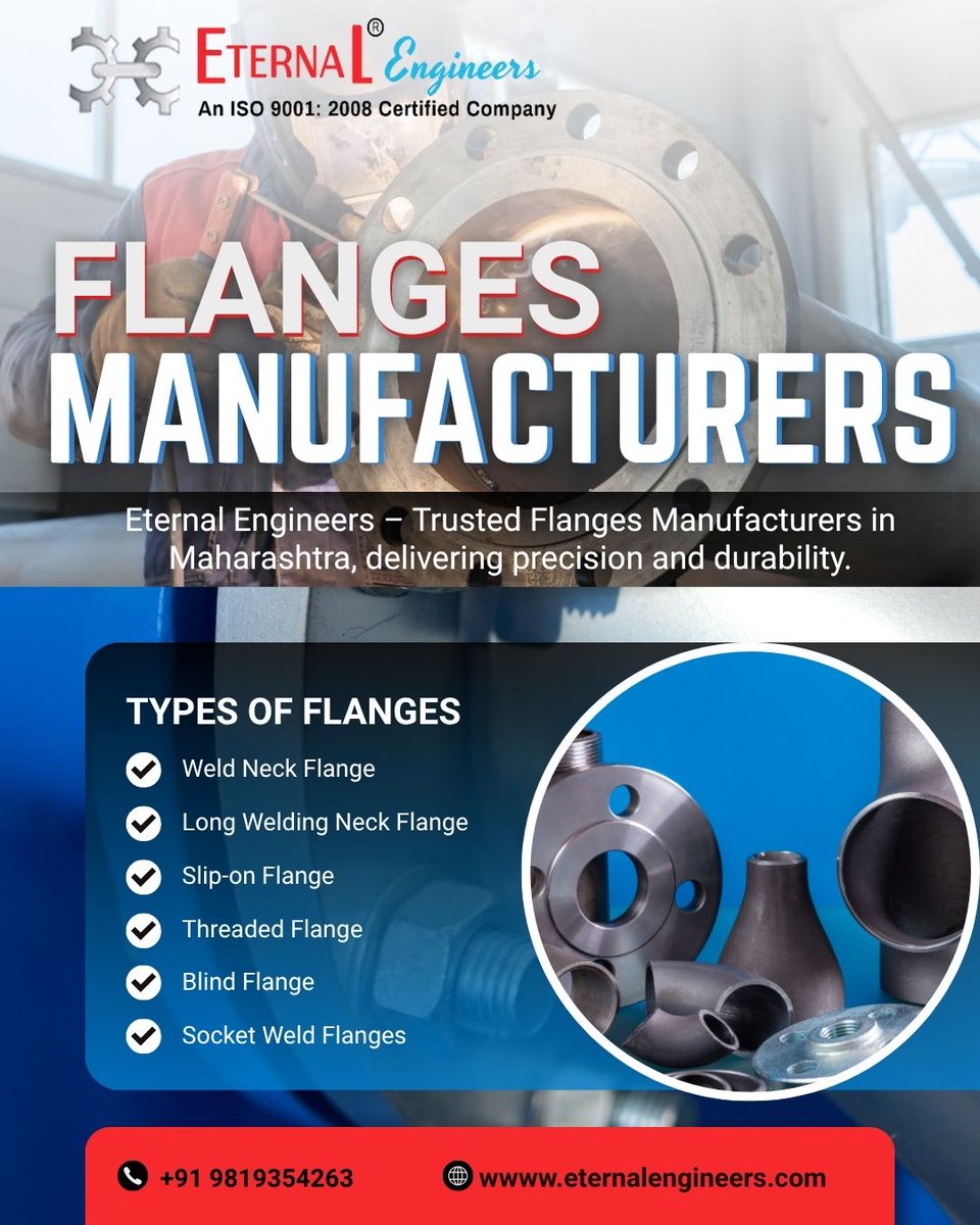 etern_engineers's tweet photo. 🔩 Looking for Premium Flanges?
Eternal Engineers — An ISO 9001:2008 Certified Company — is Maharashtra’s trusted manufacturer of high-precision and durable flanges! 🏭⚙️

#FlangesManufacturer #EternalEngineers #IndustrialSolutions #EngineeringExcellence #MadeInIndia https://t.co/GQ5eu0KMyF