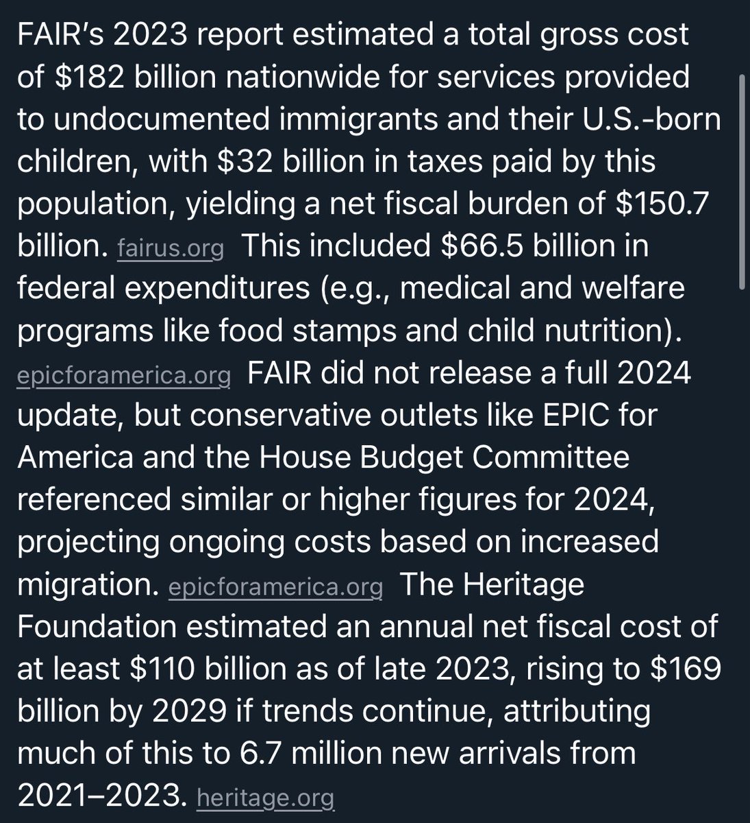 AmericanLogicX's tweet image. 30,000 paralyzed vets can walk again with this technology. At ~$150,000 per exoskeleton that is $4.5B.
In 2023, we spent $182B in services to undocumented immigrants.
You ask why MAGA is pushing this hard? Why MAGA is mad? This is why!
Link in screenshot if you can help.