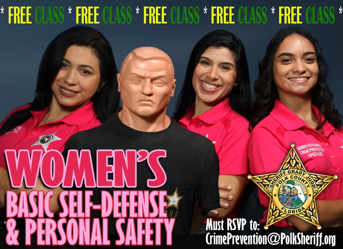 PolkCoSheriff's tweet image. The next Polk County Sheriff's Office Women’s Basic Self Defense* and Personal Safety* class is scheduled for Saturday, August 2nd from 10am - Noon.
Join our Crime Prevention Unit for a couple of hours to learn some basic moves and information that could help keep you safe in a…