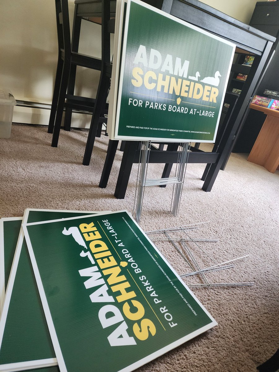 Adam4MplsParks's tweet image. The first order of yard signs is ready to go out on August 1st (AKA Sign Day in Minneapolis), and another order is on its way!
Get yours today by filling out this form: forms.gle/G6MAWyAYHZBmW9…