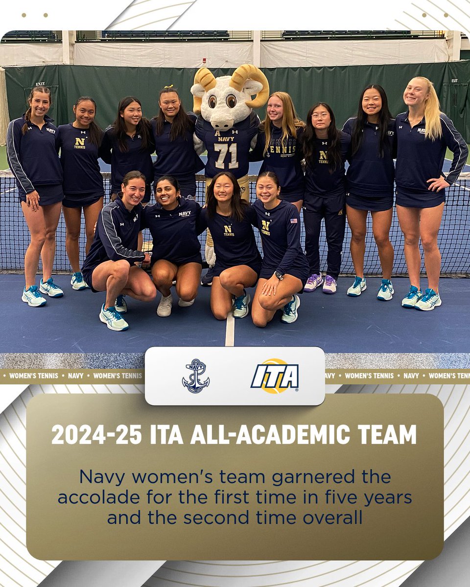 NavyWTennis's tweet image. Racking up more honors in the classroom!
📰 tinyurl.com/29bc87l3
#GoNavy | @ITA_Tennis