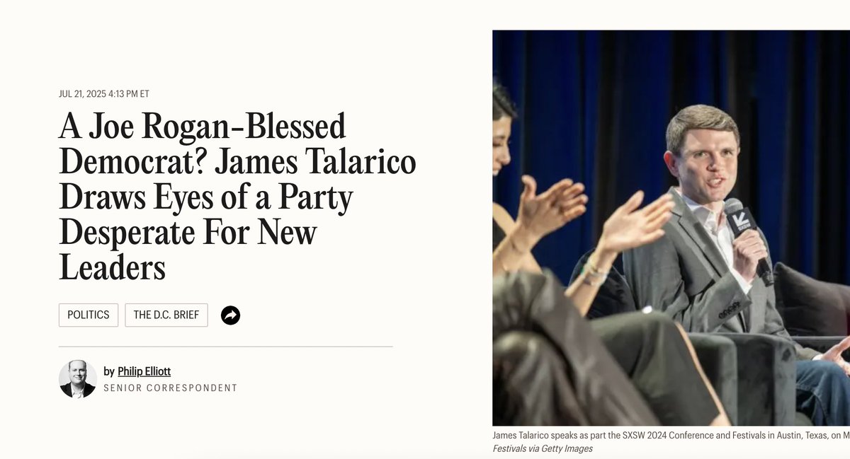 AndrewMamo5's tweet image. TIME Magazine: A Joe Rogan-Blessed Democrat? James Talarico Draws Eyes of a Party Desperate For New Leaders
"To his credit, Talarico sounds a whole lot different than the partisan Democrats or Republicans here in Washington...
Talarico might be able to put some distance between…