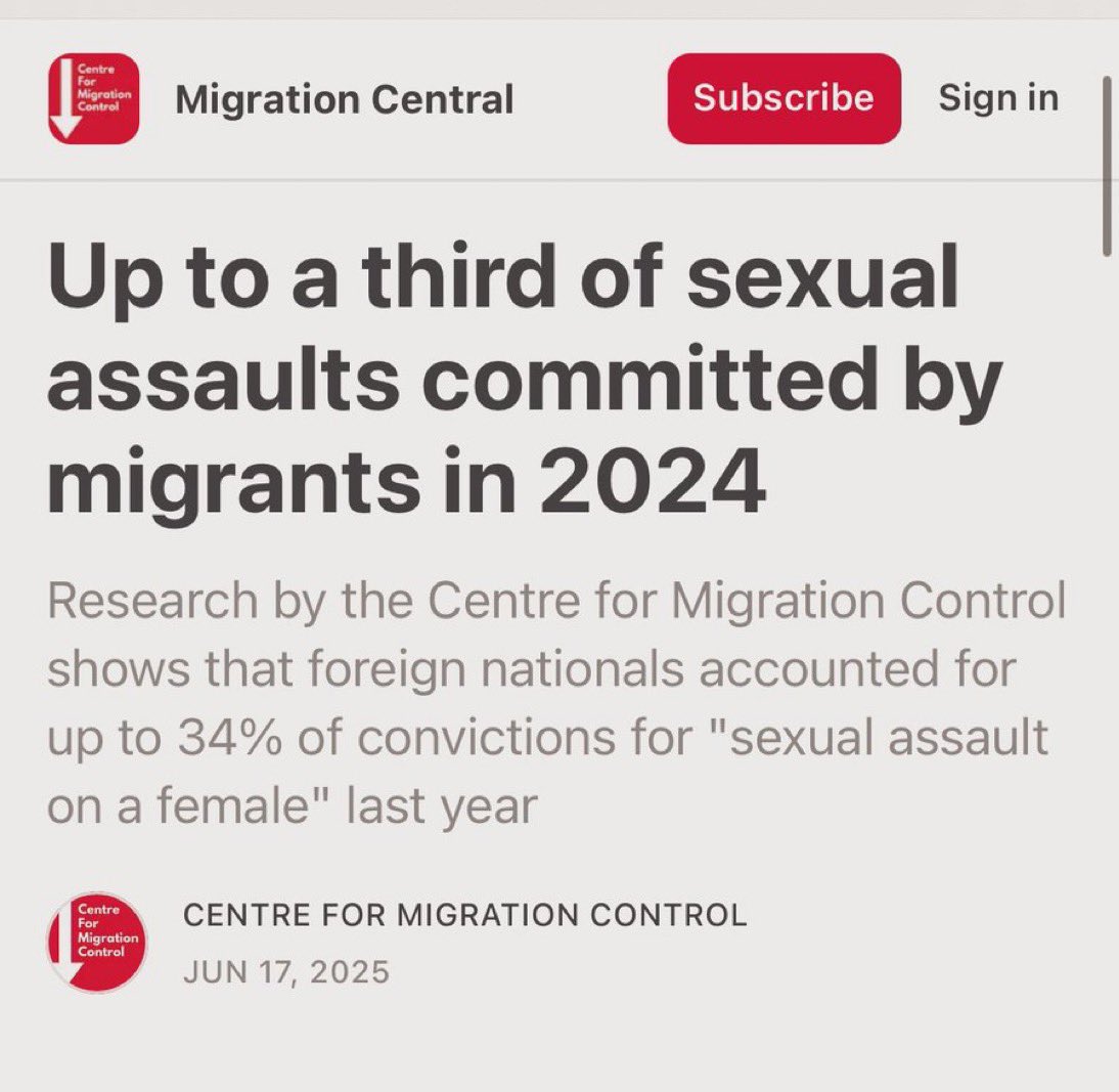 TheWesternIntel's tweet image. 🇬🇧 MIGRANTS COMMITTED ONE THIRD OF SEXUAL ASSAULTS IN 2024
New data shows up to 34% of all convictions for sexual assault on females last year were committed by foreign nationals.
This isn’t scaremongering - it’s the reality of open borders.
🔴 British women are paying the…