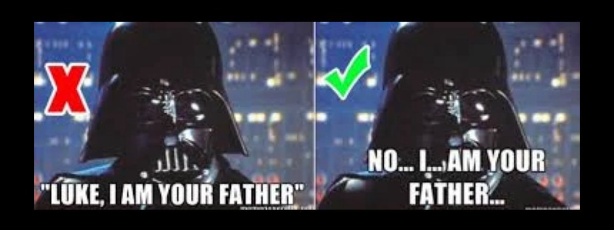 Feral_Socrates's tweet image. 👀
Luke . I . Am . Your . Father
The Mandela Effect and now our reality says this was NEVER said , …
now it is “No I am your father”
Surely some Star wars fans can remember this …
Rest in Peace to the world that we knew