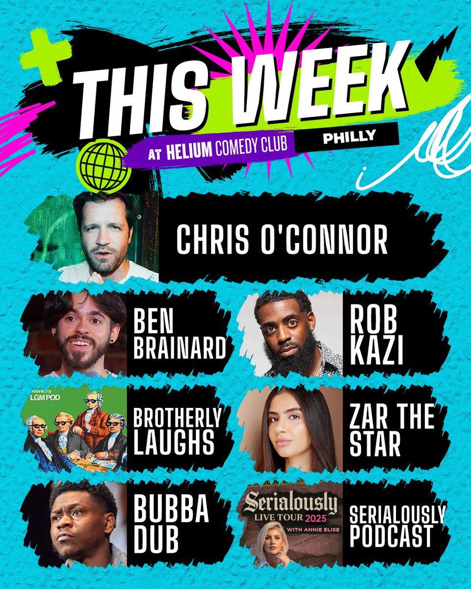 Helium Comedy Club (@heliumcomedy) on Twitter photo This Week at Helium | Phunniest Prelims, <a href="/Ben_Brainard/">Ben Brainard</a>, <a href="/robkazi/">Rob Kazi</a>, Brotherly Laughs, <a href="/aChrisOConnor/">Chris O'Connor</a>, Zar the Star, Bubba Dub, + Serialously with Annie Elise!
Get tickets here: bit.ly/3ZQ5OiE This Week at Helium | Phunniest Prelims, <a href="/Ben_Brainard/">Ben Brainard</a>, <a href="/robkazi/">Rob Kazi</a>, Brotherly Laughs, <a href="/aChrisOConnor/">Chris O'Connor</a>, Zar the Star, Bubba Dub, + Serialously with Annie Elise!
Get tickets here: bit.ly/3ZQ5OiE