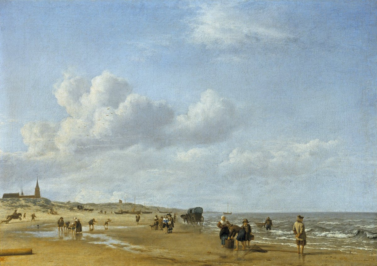YeOldeYank's tweet image. The beach at Scheveningen, by Adriaen van de Velde (1658)