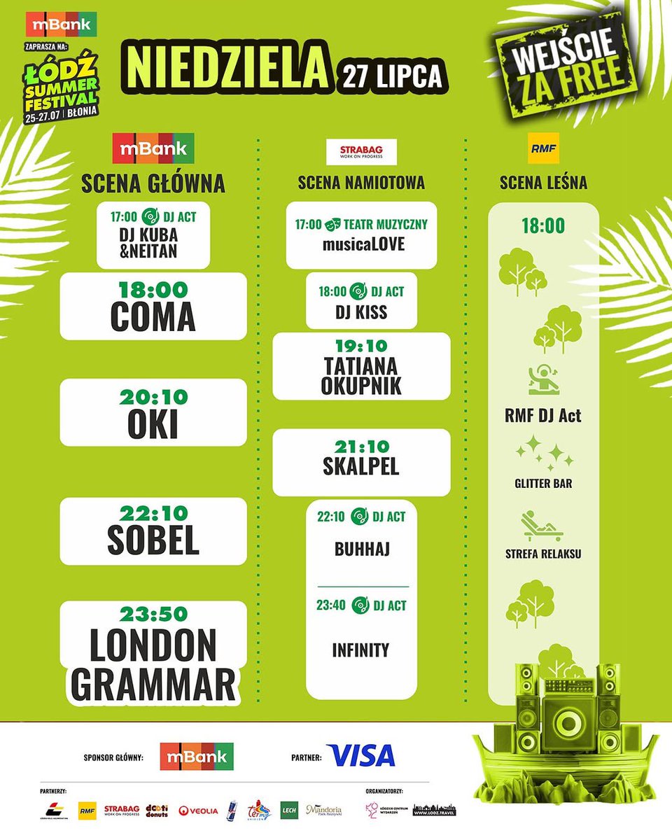 Łódź gra w rytmie lata! 🥳 Oto godzinowy harmonogram Łódź Summer Festival – wyjątkowego wydarzenia, które po raz kolejny zamieni nasze miasto w festiwalową stolicę Polski. Zaplanujcie swój dzień i dołączcie do wspólnego świętowania 💚
