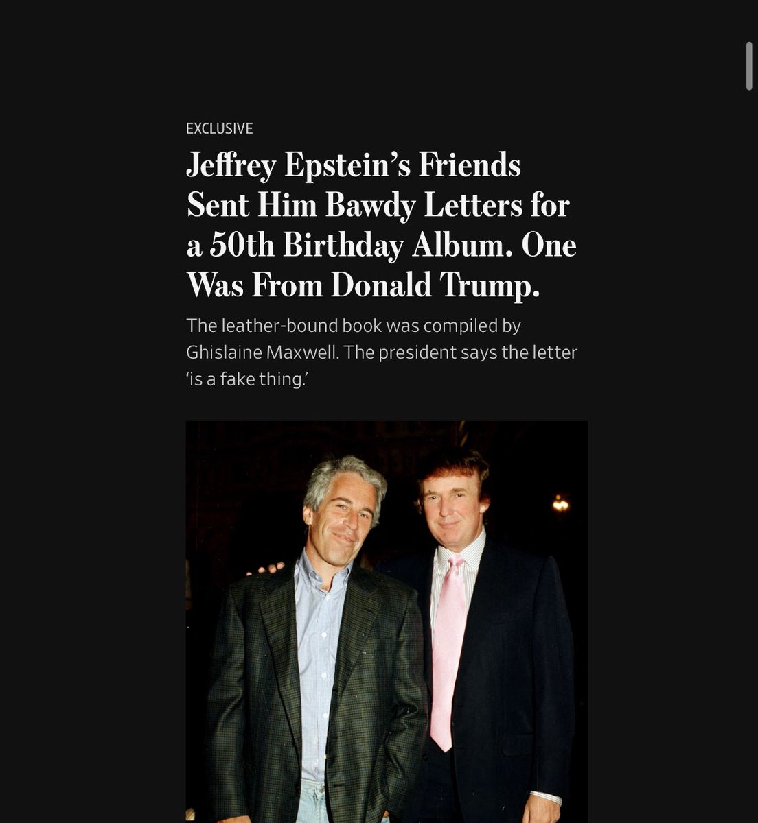 mariocstrv's tweet image. 📰🇺🇸 La Casa Blanca retira al Wall Street Journal del grupo de prensa de Trump para el viaje a Escocia.

Todo apunta a que es un “castigo” por su publicación de la supuesta carta del republicano a Epstein.