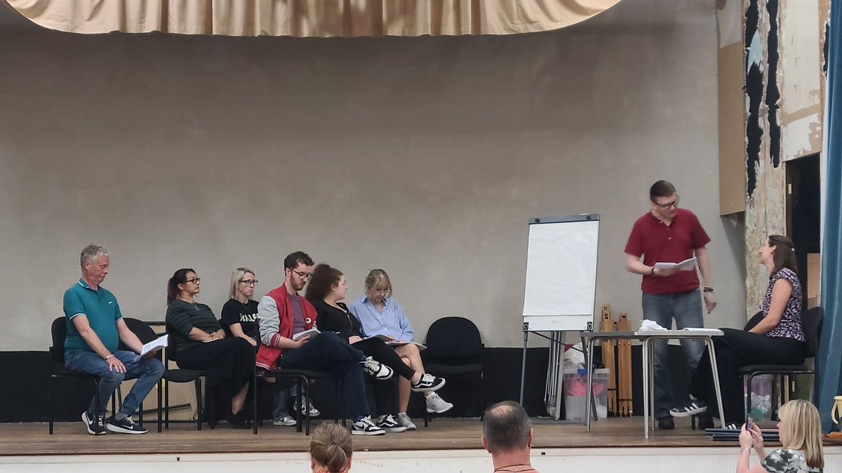 WesleyPlayers's tweet photo. Rehearsals are in full swing for our next production #AgathaCrustyAndTheVillageHallMurders!  Get your tickets for this hilarious detective bumbling, bodies piling comedy at https://t.co/9ZO2UyLG8X!  Performances 25th-27th September at 8pm. https://t.co/RiS1nqD31l