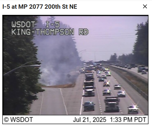 Wa_fire_watch's tweet photo. #I5Fire Resources are on scene of multiple fires along Interstate 5! One at the Smokey Point Rest Area moving towards structures and one near 15th Avenue moving towards structures, per radio traffic!
Numerous additional resources have been requested!
1 Copter is overhead now! https://t.co/wkqKfKFIVI