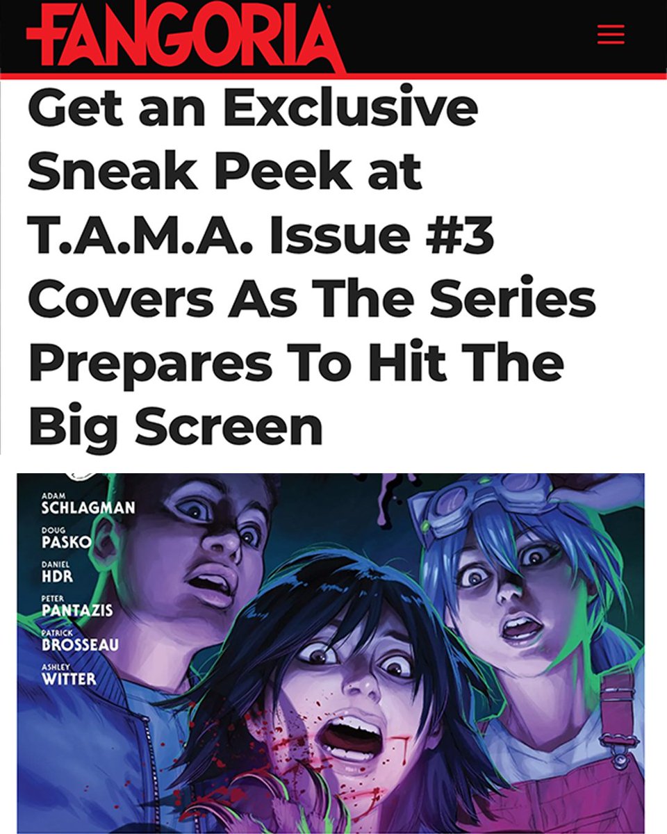 TimeToPanick's tweet image. Thank you, @fangoria, for the exclusive debut of the covers for T.A.M.A. Issue 3 and sharing the exciting news that T.A.M.A. has been optioned as a feature film by Producer Abbey Sibucao!
LINK TO ARTICLE: tinyurl.com/292gy85u
#comics #horror #film #indie