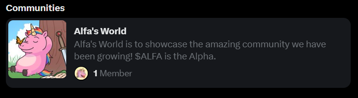 AlfaTheUnicorn's tweet image. Join our new X community page 🦄
Our old one has magically disappeared...