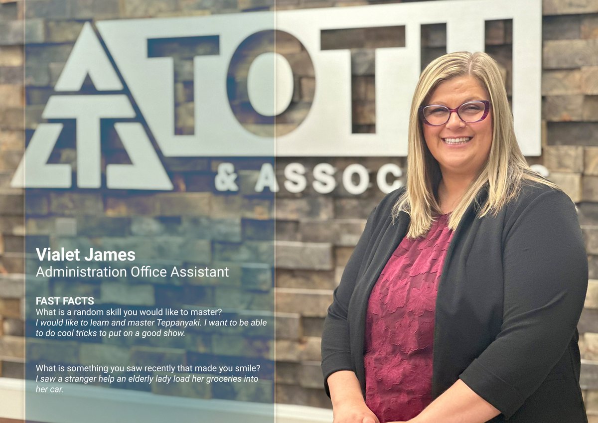 Toth & Associates (@tothassoc) on Twitter photo TOTH welcomes Vialet James to the team as an Office Assistant in the #Administration Department!
#Engineering #Hiring #StrongerCommunities TOTH welcomes Vialet James to the team as an Office Assistant in the #Administration Department!
#Engineering #Hiring #StrongerCommunities