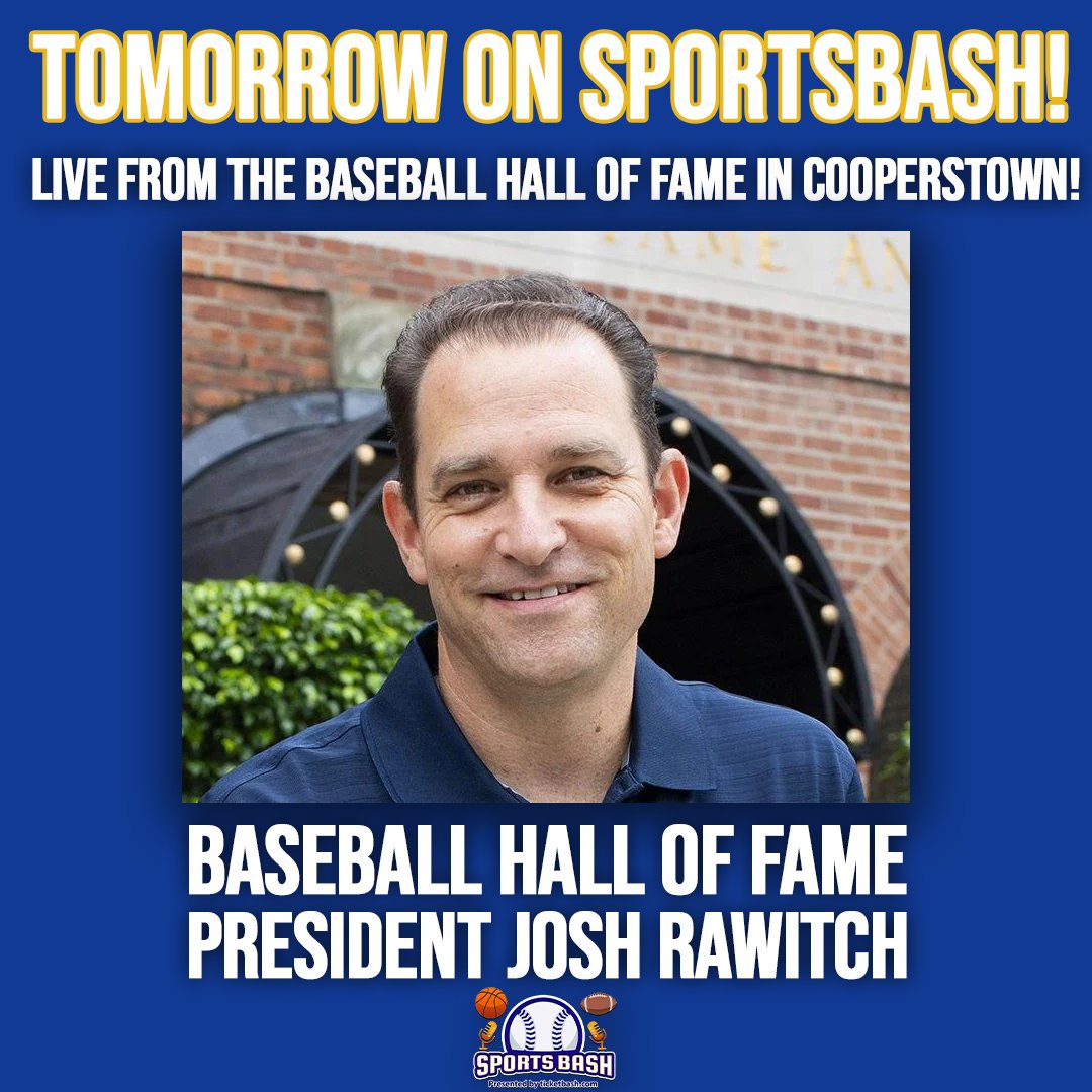 SportsBashMedia's tweet image. Tomorrow on SportsBash live from the @baseballhall in Cooperstown, and special guest will be Hall of Fame president Josh Rawitch! Watch the show at 1pm on @GovsRadio YouTube and Facebook!
#SportsBash #Baseball #Halloffame