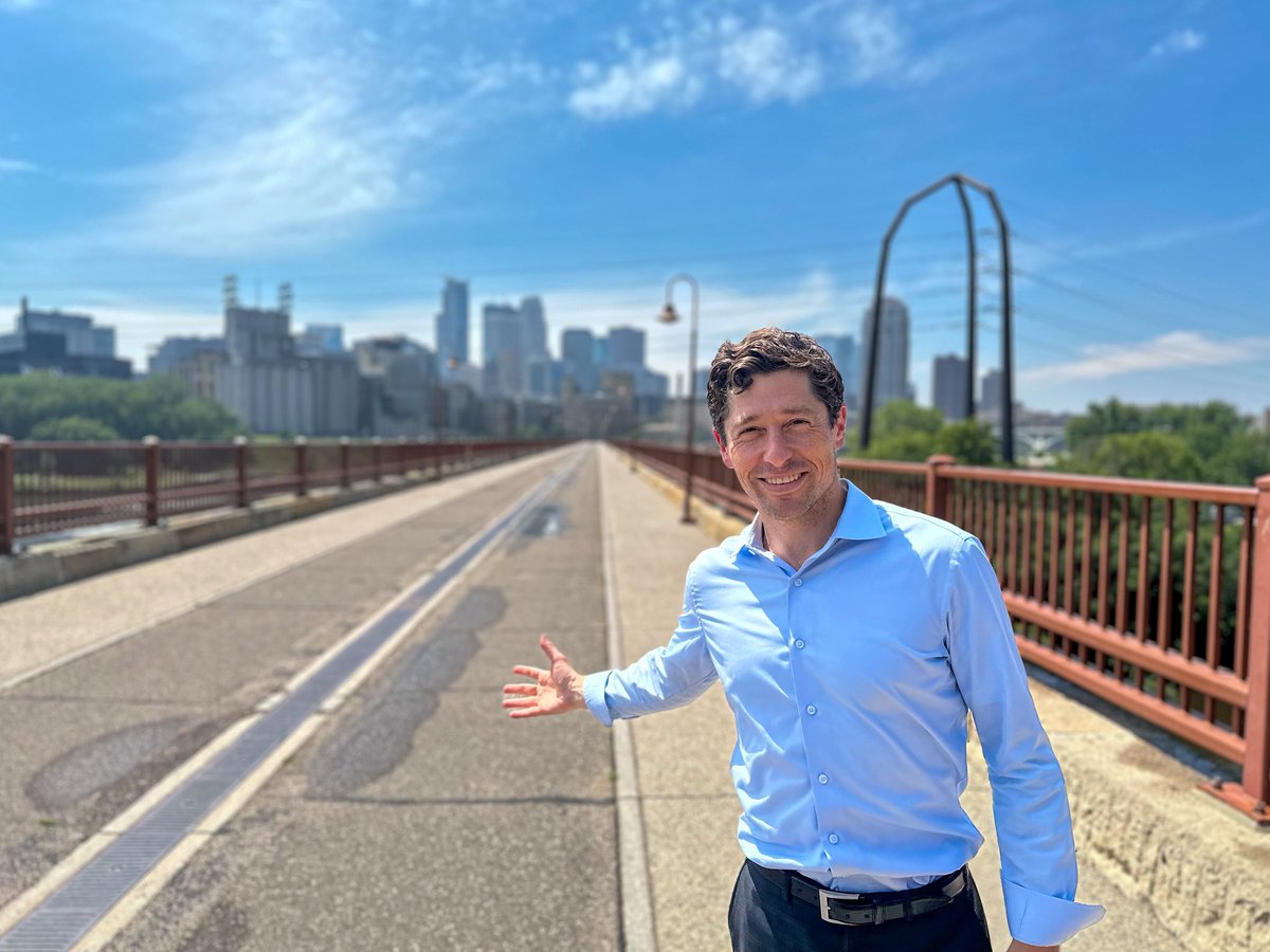 MayorFrey's tweet image. The Stone Arch Bridge is officially open! Whether you’re walking, running, or biking, there’s no place more emblematic of Minneapolis.
Thanks to Gov. Walz, MnDOT, the Park Board, our City Public Works team, and everyone else who hand a hand in making it happen.
