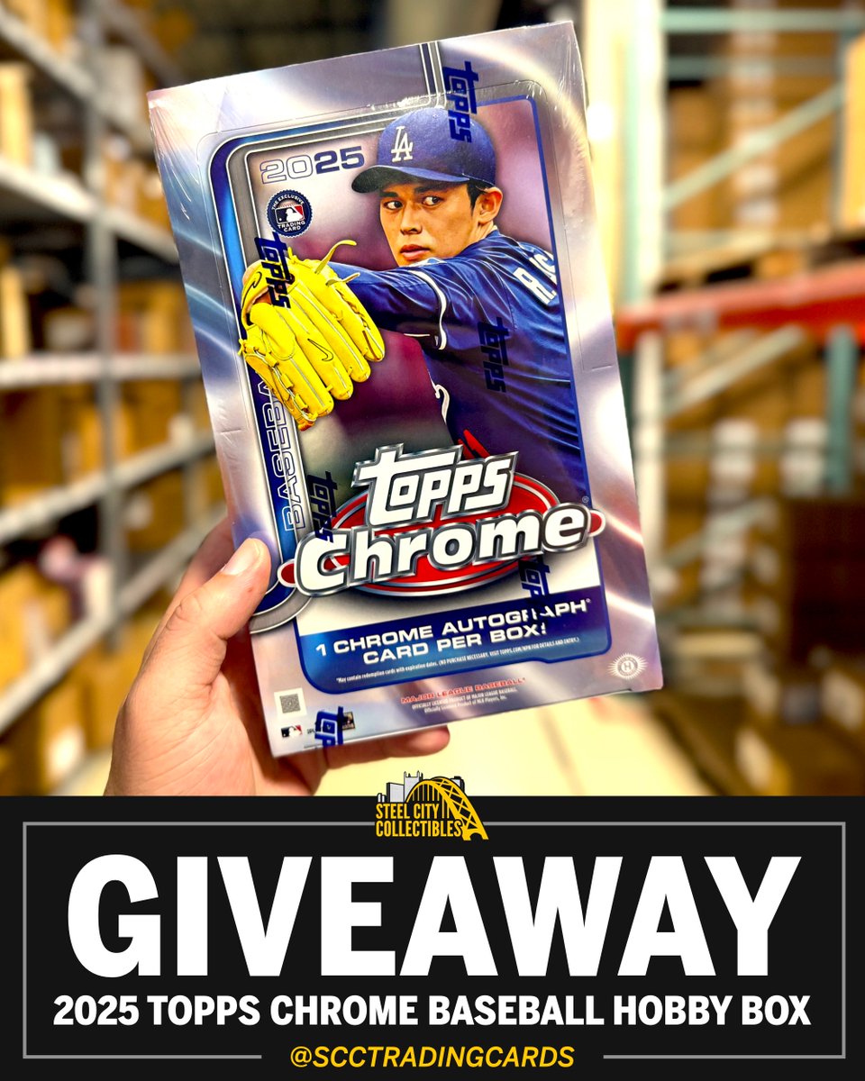 SCCTradingCards's tweet image. 🚨 GIVEAWAY 🚨
RETWEET, LIKE, & FOLLOW @SCCTradingCards for your chance to win this 2025 Topps Chrome Baseball Hobby Box!
COMMENT with your favorite MLB team!
Want extra entries? Get one additional entry for each friend you tag (they must be following you)!
#Topps #TheHobby