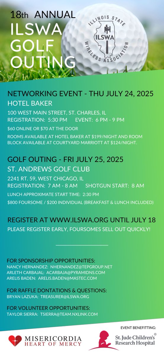 We are thrilled to be a sponsor of the upcoming Illinois State Wireless Association 18th Annual Summer Networking Event and Charity Golf outing this week!  See you there! ⛳