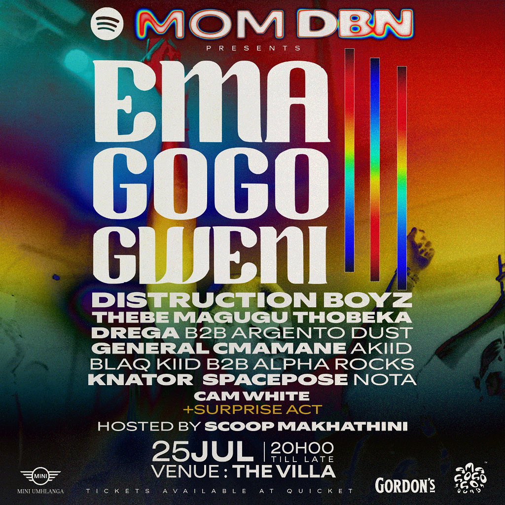 realQueDj's tweet image. MOM is in DBN @emagogogweni .
Tickets at @quicket link in bio.
Friday iyashuba.
#emagogogweni
#amagogogosounds